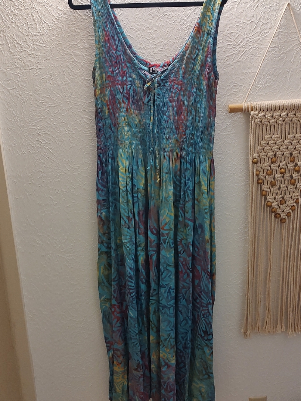 The Pyramid Collection Teal Multicolor Tie-Dye Maxi Dress